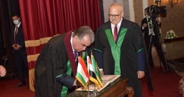 جامعة القاهرة تمنح الدكتوراه الفخرية فى الآداب لرئيس طاجيكستان