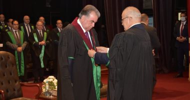 جامعة القاهرة تنشر فيديو منح الدكتوراه الفخرية في الآداب لرئيس طاجيكستان