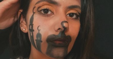 فنانة الماكياج "مديحة" قبطية رسمت على وجهها مئذنة وزينة الاحتفال بشهر رمضان
