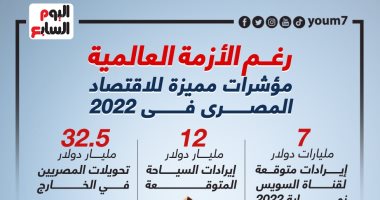 رغم الأزمة العالمية.. مؤشرات مميزة للاقتصاد المصرى فى 2022 "إنفوجراف"