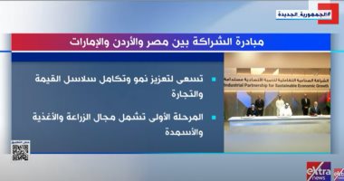 فيديو.. إكسترا نيوز تعرض تقريرا حول مبادرة الشراكة بين مصر والأردن والإمارات