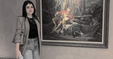 نيرة أشرف بجانب لوحة فنية .. ما عنوانها ومن الفنان الذى رسمها؟