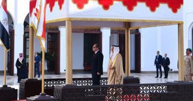 مراسم استقبال رسمية للرئيس السيسى فور وصوله قصر الصخير بالعاصمة البحرينية