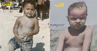 فينا كرش من بعض.. محمد هنيدي يقارن صورته مع ابنه أحمد في الطفولة