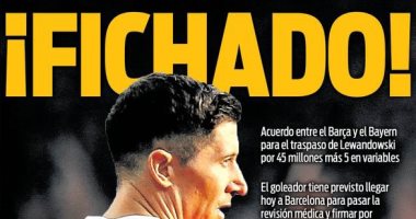 ليفاندوفسكي يتصدر صحف إسبانيا بعد حسم انتقاله إلى برشلونة