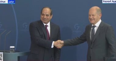 أخبار مصر.. الرئيس السيسي من المستشارية الألمانية: لا تفريط فى أمن مصر المائى