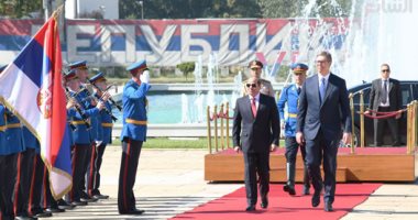مراسم استقبال رسمية للرئيس السيسى فور وصوله القصر الرئاسى فى صربيا