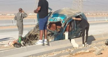 نجاة 5 شباب من الموت فى حادث مروري بطريق السويس - القاهرة