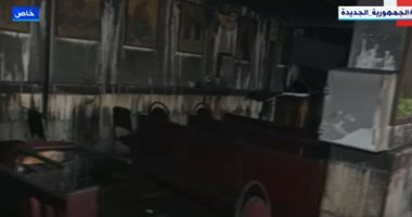 "إكسترا نيوز" تعرض اللقطات الأولى من داخل كنيسة أبو سيفين بعد الحريق.. فيديو
