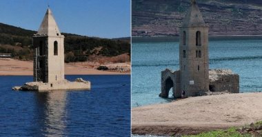 الجفاف فى إسبانيا يكشف عن كنيسة بكتالونيا عمرها 1000 عام.. صور