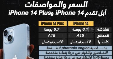 iPhone 14 و 14 Plus .. تعرف على أبرز مواصفات أحدث هاتفين من أبل "إنفوجراف"
