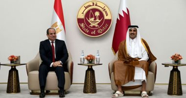 الرئيس السيسى يصل قطر للقاء الأمير تميم بن حمد 