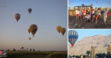 مغامرة في السماء.. البالون الطائر يسحر أفواج السياح من حول العالم بالأقصر.. تحسن الطقس يسهم فى زيادة الرحلات بتحليق 75 رحلة بالون على متنها 1500 سائح × يومين.. والمسئولون: الرحلات تخرج بإجراءات أمان عالية.. صور