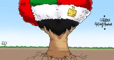 العلاقات المصرية الإماراتية شجرة جذورها الإخاء فى كاريكاتير اليوم السابع