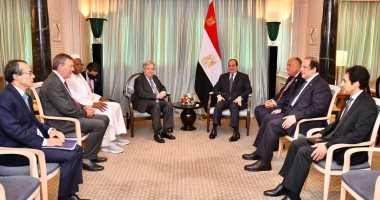 الرئيس السيسى لـ"جوتيريش": مصر تعمل على تبنى رؤية شاملة لاحتياجات الدول النامية