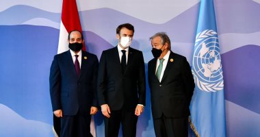 الرئيس السيسي وجوتيريش يستقبلان رئيس فرنسا استعدادا لقمة المناخ