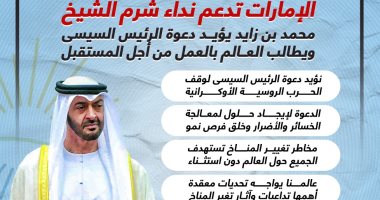 الإمارات تدعم نداء شرم الشيخ.. بن زايد يؤيد دعوة الرئيس السيسى بوقف الحرب