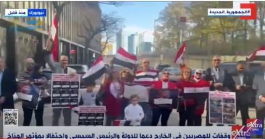 "إكسترا نيوز" تعرض وقفة للمصريين بنيويورك دعما للدولة والرئيس السيسى