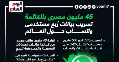 45 مليون مصرى بالقائمة.. تسريب بيانات رُبع مستخدمى واتساب حول العالم "إنفوجراف"
