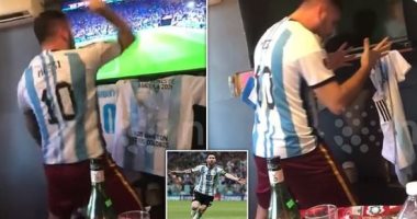 أرجنتينى يهشم التلفزيون فرحة بهدف ميسى فى كأس العالم.. فيديو وصور 