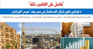 3 قوانين تُغير شكل الاستثمار فى مصر بعد حسمها.. نقلا عن "برلمانى"