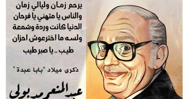 عبد المنعم مدبولى.. ذكرى ميلاد بابا عبده في كاريكاتير "اليوم السابع"