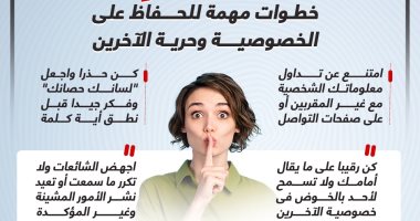 السعودية نيوز | 
                                            أخلاقنا الجميلة.. خطوات مهمة للحفاظ على الخصوصية وحرية الآخرين (إنفوجراف)
                                        