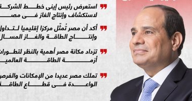 مصر مركز إقليمى للطاقة.. الرئيس السيسي يوجه بتوسيع أنشطة البحث والاستكشاف