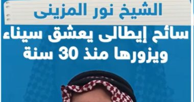 الشيخ نور المزينى.. سائح إيطالى يعشق سيناء ويزورها منذ 30 سنة (فيديو)