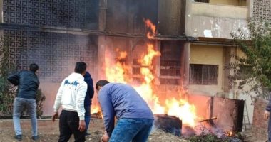 إخماد حريق مخلفات داخل مدينة طلاب جامعة الأزهر فى مدينة نصر.. صور