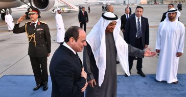 الرئيس السيسي يصل أبو ظبى للمشاركة فى القمة العالمية للحكومات  