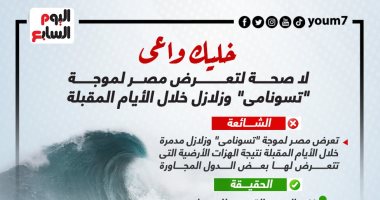 خليك واعى.. لا صحة لتعرض مصر لموجة "تسونامى" وزلازل خلال الأيام المقبلة (إنفوجراف)