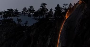 ظاهرة "شلال النار" تذهل زوار حديقة يوسميتى الوطنية الأمريكية.. فيديو