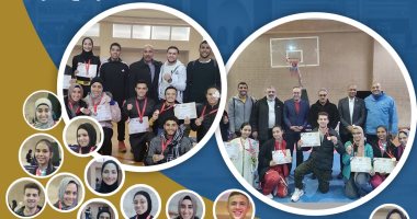 رئيس جامعة حلوان يهنئ الطلاب الفائزين بميداليات في بطولة الجامعات المصرية للكونغ فو