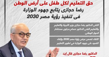 حق التعليم لكل طفل.. رضا حجازى يتابع جهود الوزارة فى تنفيذ رؤية مصر 2030