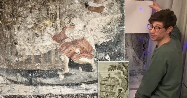 طبيب بريطانى يعثر على جدارية تاريخية عمرها 400 عام فى مطبخ منزله.. صور