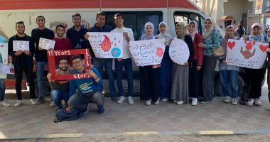 100 شخص يتبرعون بالدم فى حملة الاتحاد المصرى لطلاب صيدلة بنى سويف