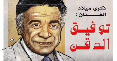 "أحلى من الشرف مافيش" ذكرى رحيل توفيق الدقن فى كاريكاتير اليوم السابع