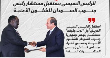 رسالة من سلفا كير.. الرئيس السيسى يستقبل مستشار رئيس جنوب السودان.. إنفوجراف