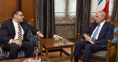 رئيس برلمان لبنان يلتقى السفير المصرى ببيروت ويستعرضان العلاقات بين البلدين