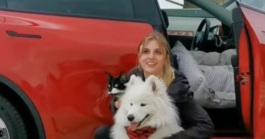 امرأة تترك بيتها وتعيش فى سيارة مع حيواناتها الأليفة رغبة فى حرية أكبر