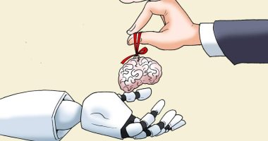 تسليم العقول البشرية للذكاء الاصطناعي في كاريكاتير اليوم السابع