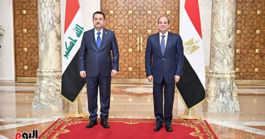 الرئيس السيسى يستقبل رئيس وزراء العراق بقصر الاتحادية  