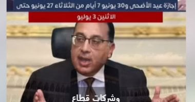 7 أيام إجازة.. الحكومة تعلن إجازة عيد الأضحى و30 يونيو .. فيديو