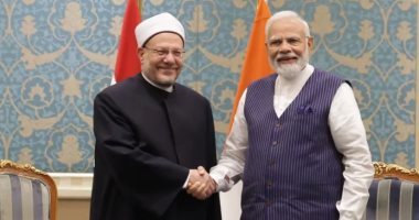 رئيس وزراء الهند يستقبل المفتى بمقر إقامته فى مستهل زيارته الرسمية للقاهرة