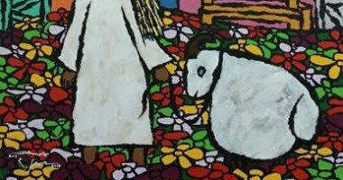 شاهد لوحة خروف وفتاة للفنان خالد سرور بمناسبة عيد الأضحى