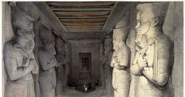 مصر فى الفن.. لوحة تماثيل رمسيس الثانى لـ ديفيد روبرتس 1838