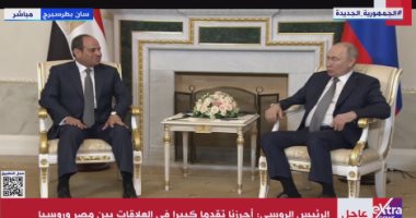 بوتين: لدينا مشروعات واعدة فى مصر وحجم التبادل بين البلدين شهد نموا كبيرا