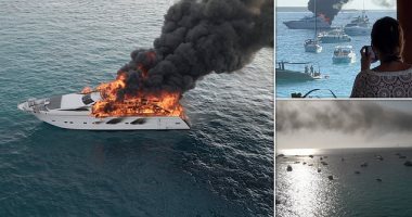لقطات مرعبة لحريق وغرق يخت فاخر قبالة سواحل إسبانيا.. فيديو