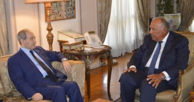 شكرى يستقبل وزير خارجية سوريا فيصل المقداد خلال زيارته القاهرة